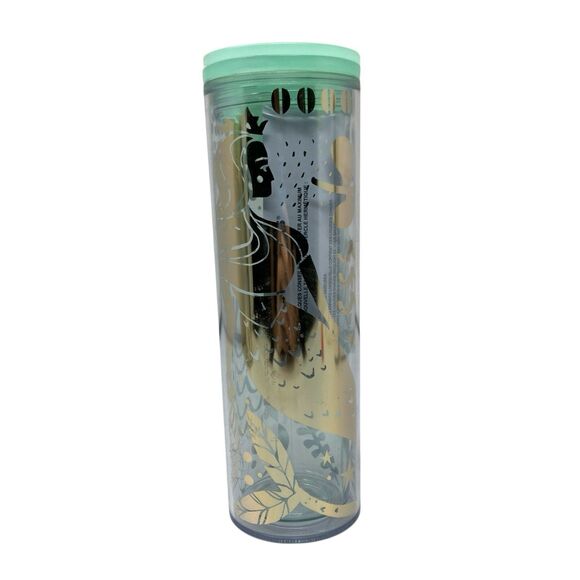 Starbucks Other - Starbucks Tumbler 16oz Mint Green Gold Print Double Wall Cold Cup Reusable 473ml